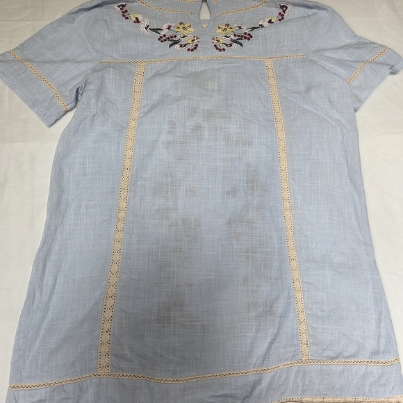 Praire Shirt Embroidered Light Blue Tunic Top Youthful - Picture 14 of 15